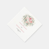 Custom Name Boho Blush Floral Gold Wedding Napkins スタンダードカクテルナプキン (角)