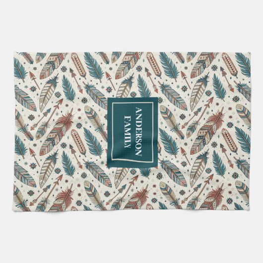 Custom Name Boho Towel Pastel Native Kitchen Set キッチンタオル (横)