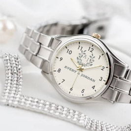 Custom Name Botanical Monogram Romantic Gift 腕時計