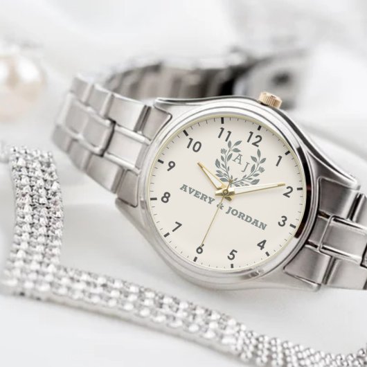 Custom Name Botanical Monogram Romantic Gift 腕時計