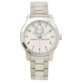 Custom Name Botanical Monogram Romantic Gift 腕時計 (正面)