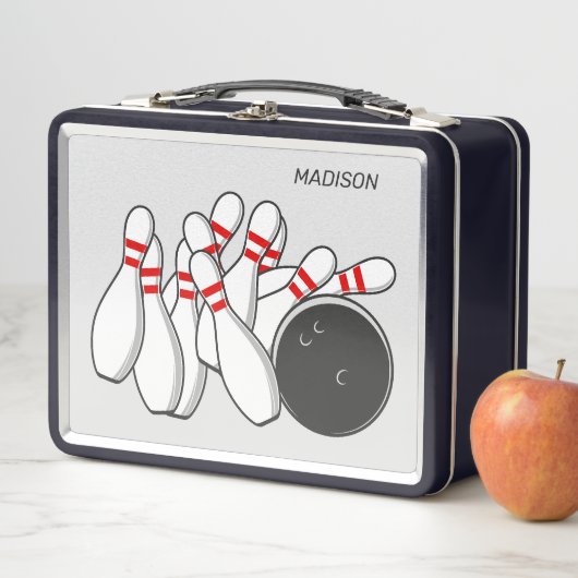 Custom Name Bowling Strike メタルランチボックス (インサイチュ)