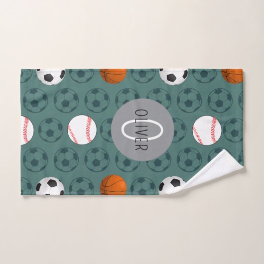 Custom Name Boys Cute Sports Soccer Pattern Kids ハンドタオル (ハンドタオル)
