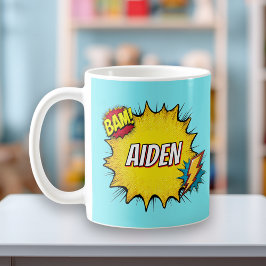 Custom Name Boys Superhero Mug Personalised コーヒーマグカップ