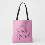 Custom Name Bride Squad Rosa Bridesmaid トートバッグ (正面)