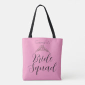 Custom Name Bride Squad Rosa Bridesmaid トートバッグ (裏面)
