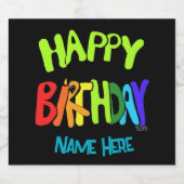 Custom Name Bright and Happy Birthday スパークリングワインラベル (シングルラベル)
