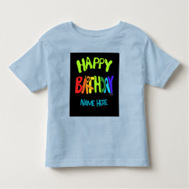Custom Name Bright and Happy Birthday トドラーTシャツ