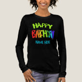 Custom Name Bright and Happy Birthday トライブレンドＴシャツ (正面)