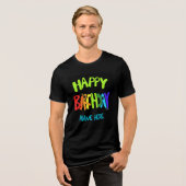 Custom Name Bright and Happy Birthday トライブレンドＴシャツ (正面全面)