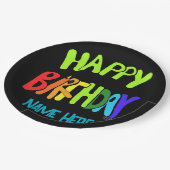 Custom Name Bright and Happy Birthday ペーパープレート (アングル)