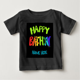 Custom Name Bright and Happy Birthday Toddler T-sh ベビーTシャツ