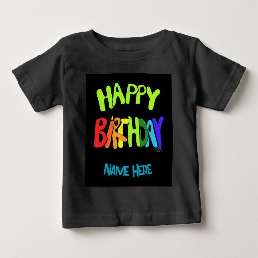 Custom Name Bright and Happy Birthday Toddler T-sh ベビーTシャツ (正面)