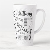 Custom Name Brittany Black White  カフェラテマグ (右)