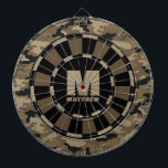 Custom Name Brown Black Camo Dartboard ダーツボード<br><div class="desc">Personalize this brown and black camouflage dartboard with your name and initial. Great gift for a teen boy. Designed for you by Blackberry Boulevard.</div>