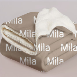 Custom Name Brown Cozy Blanket Gift for Her or Him シェルパブランケット