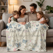 Custom Name Butterfly Floral フリースブランケット