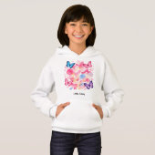Custom Name Butterfly & Flower Kids Hoodie (正面フル)