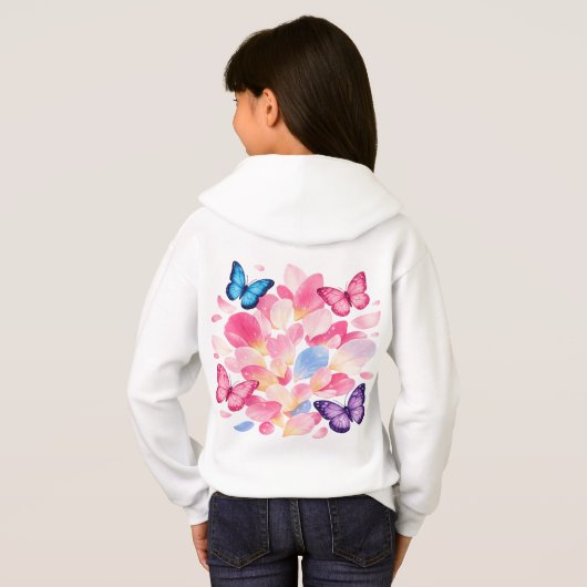 Custom Name Butterfly & Flower Kids Hoodie (裏面フル)