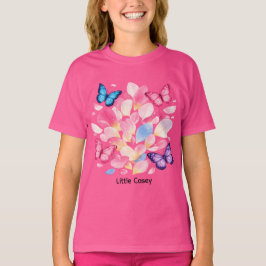 Custom Name Butterfly & Flower Kids T-Shirt Tシャツ