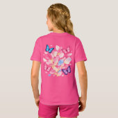 Custom Name Butterfly & Flower Kids T-Shirt Tシャツ (裏面フル)