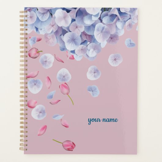 Custom Name Calm Aesthetic Floral プランナー手帳 (正面)