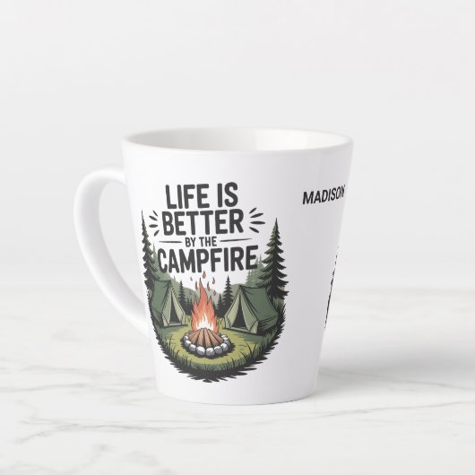 Custom Name Camping カフェラテマグ (左アングル)