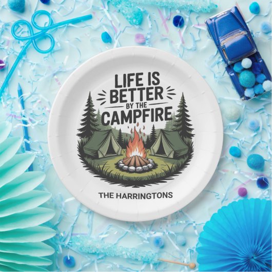 Custom Name Camping ペーパープレート (パーティー)