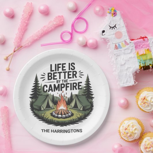 Custom Name Camping ペーパープレート (パーティー)