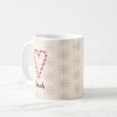 Custom Name Candy Cane Heart Snowflake Pattern コーヒーマグカップ (正面左)