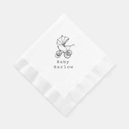Custom Name Carriage Baby Shower 縁ありランチョンナプキン (角)