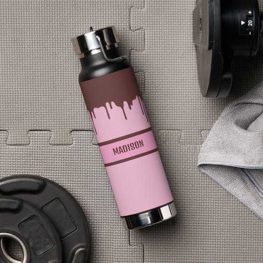 Custom Name Chocolate Drip ウォーターボトル (ジム (回転後))