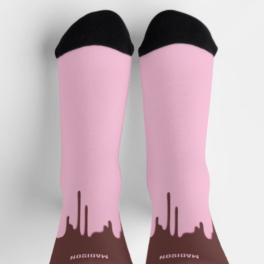 Custom Name Chocolate Drip ソックス (上部)