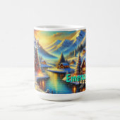 Custom Name Christmas Cabin Mug  コーヒーマグカップ (中央)