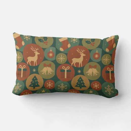 Custom Name Christmas Circles ランバークッション (裏面)