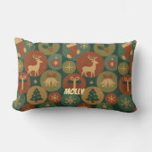 Custom Name Christmas Circles ランバークッション (正面)