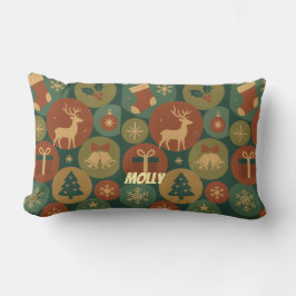 Custom Name Christmas Circles ランバークッション