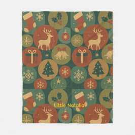 Custom name Christmas Circles Cozy フリースブランケット