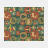 Custom name Christmas Circles Cozy フリースブランケット (正面(横))