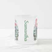 Custom name Christmas cute unique deer フロストグラスマグカップ (中央)