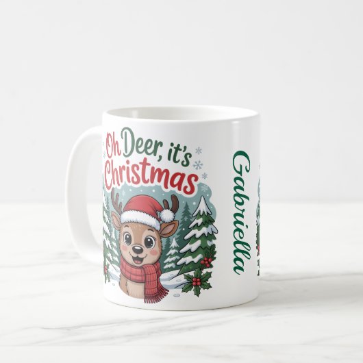 Custom name Christmas deer コーヒーマグカップ (正面左)