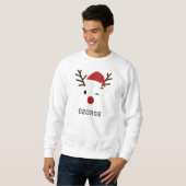 Custom Name Christmas Deer Illustration Design スウェットシャツ (正面フル)