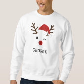 Custom Name Christmas Deer Illustration Design スウェットシャツ (正面)