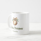 Custom Name Christmas Mug Earthy Neutral Style コーヒーマグカップ (正面左)