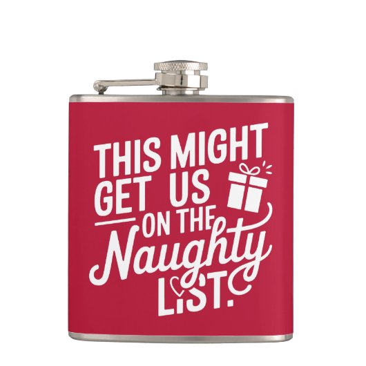 Custom Name Christmas Naughty List フラスク (正面)