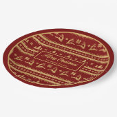 Custom Name Christmas Paper Plates Luxe Red Gold ペーパープレート (アングル)