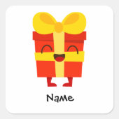 Custom Name Christmas Present Sticker – Kids Label スクエアシール (正面)