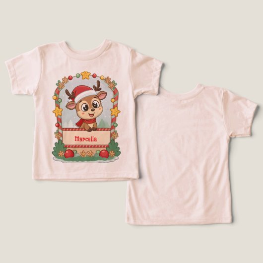 Custom Name Christmas Reindeer Toddler Shirt (デザイン正面&裏面)