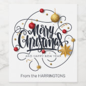 Custom name Christmas Wishes ワインラベル (シングルラベル)