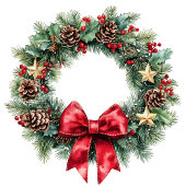 Custom name Christmas wreath bag red and green   ミディアムペーパーバッグ